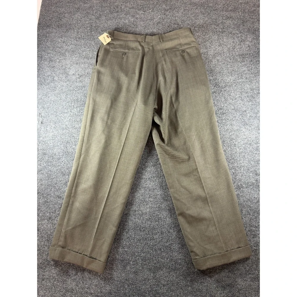 Mens Dress Pants 34x30 Gray Wool Blend Pleated Professional Career Straight Leg